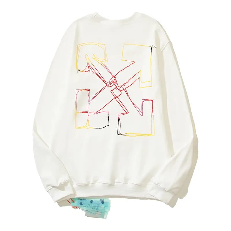 Off-White Cotton Sweatshirt Blue Arrow Print — 2084白色
