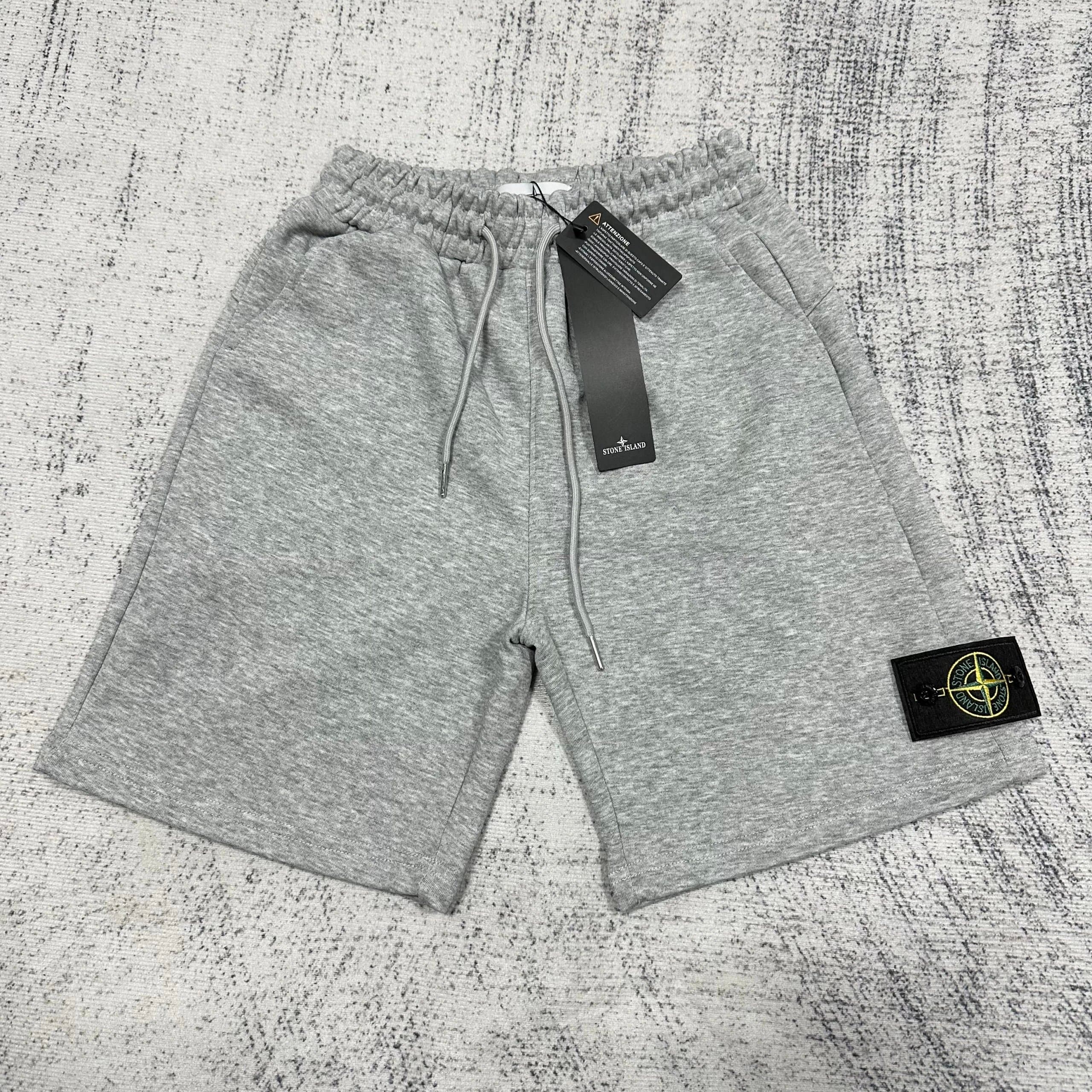 Stone Island Logo Patch Shorts Heather Grey