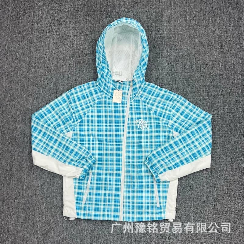 Palm Angels Hooded Windbreaker Plaid