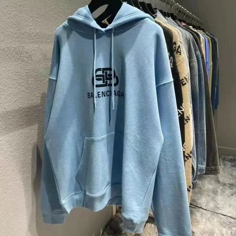 Balenciaga Logo Hoodie Light Blue