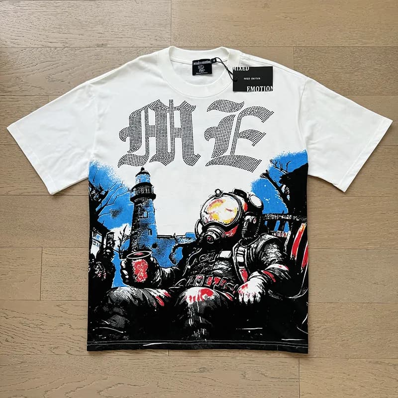 Mixed Emotion Graphic Tee Lighthouse Diver Print