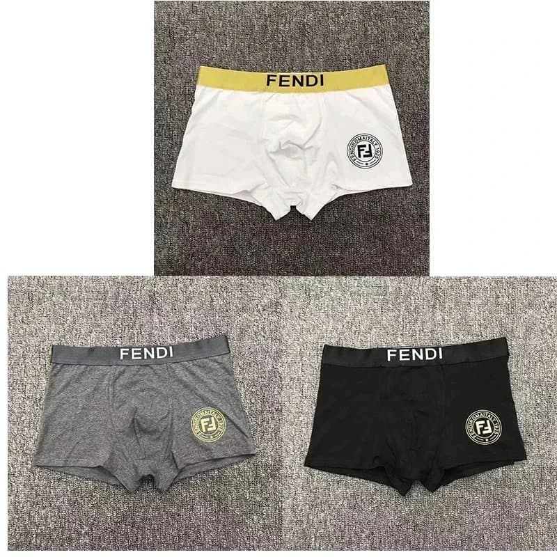 Calvin Klein Cotton Stretch Trunks 3-Pack — FENDI 白+黑+灰 礼盒装