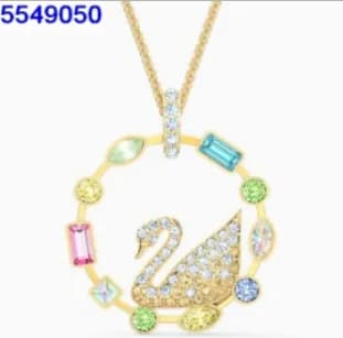 Swarovski Swan Pendant Crystal-Encrusted — Rainbow swan necklace