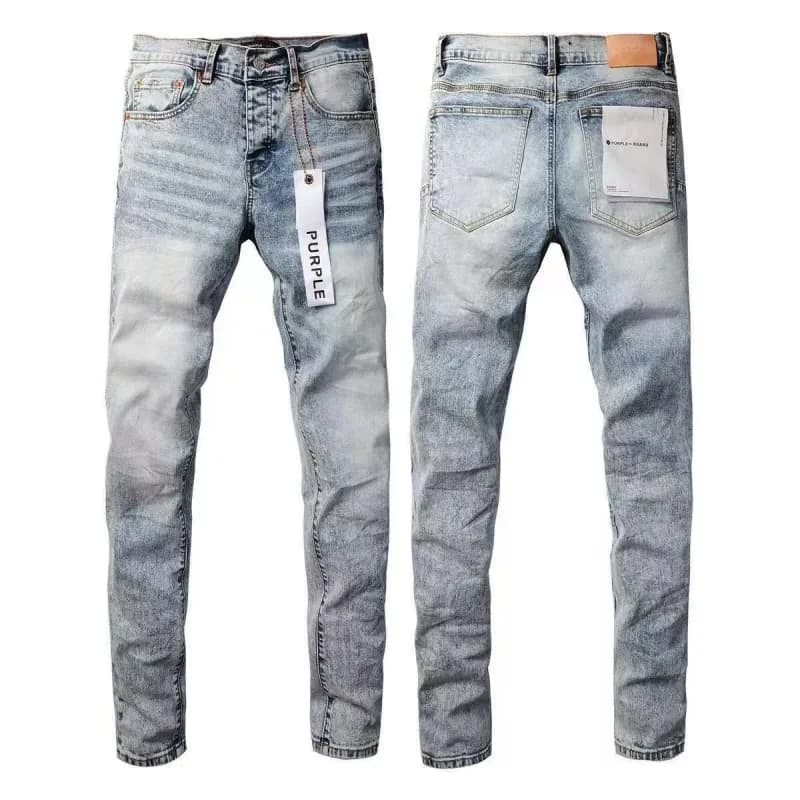 Straight-Leg Jeans Light Wash — PD-K17蓝花纹灰带标