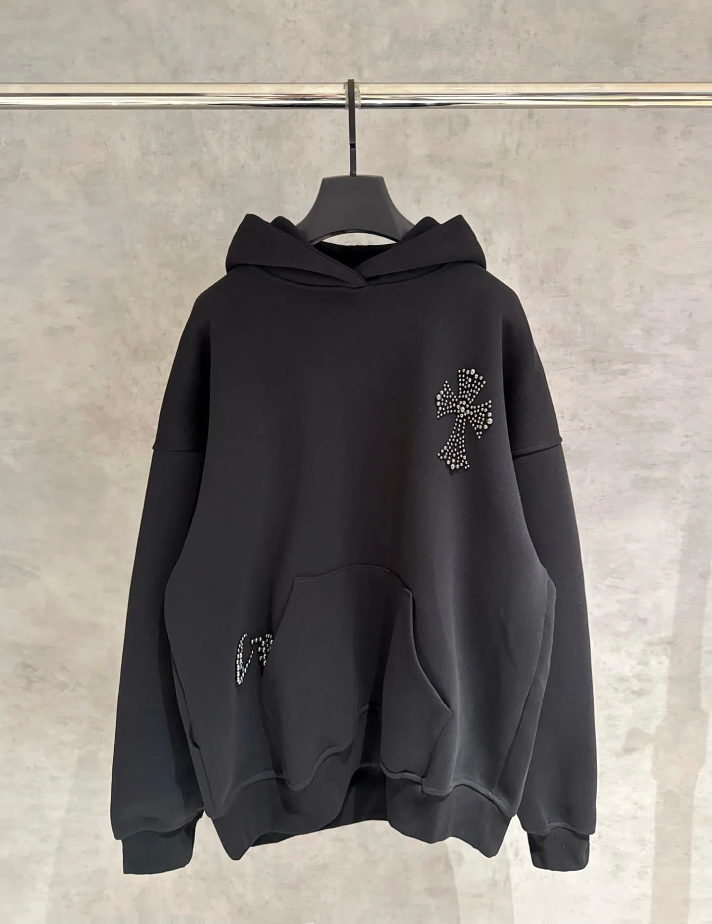Chrome Hearts Hooded Sweatshirt Crystal Cross