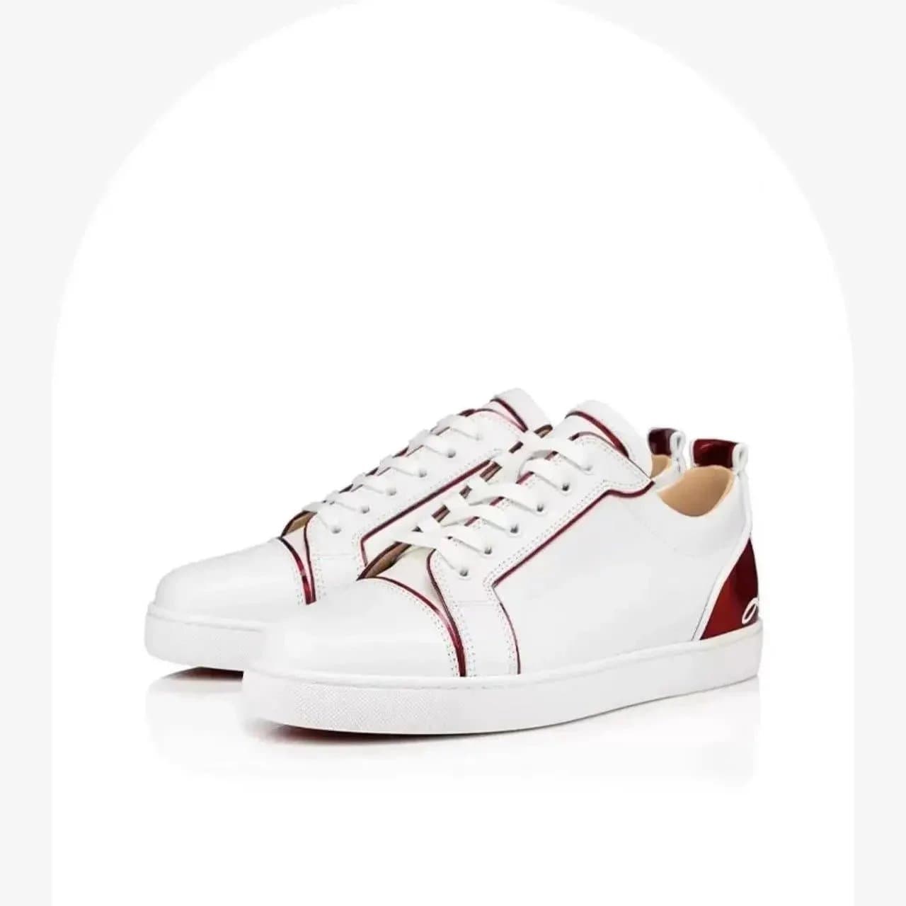 Christian Louboutin Louis Junior White with Red Piping