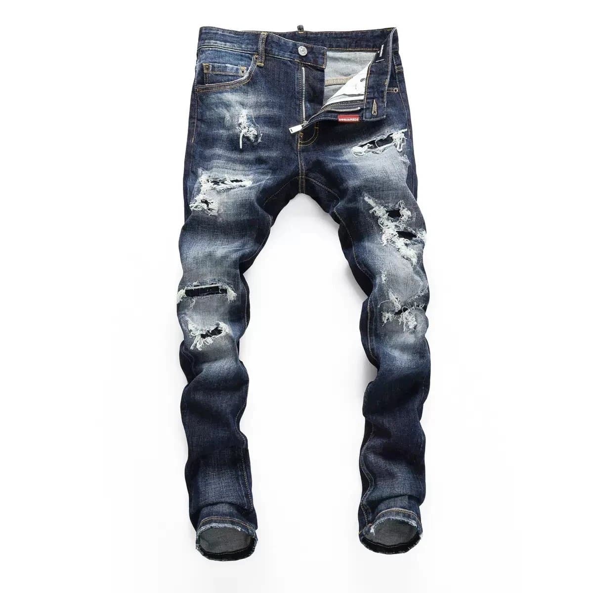 Amiri Distressed Jeans Red Logo Patch — 02
