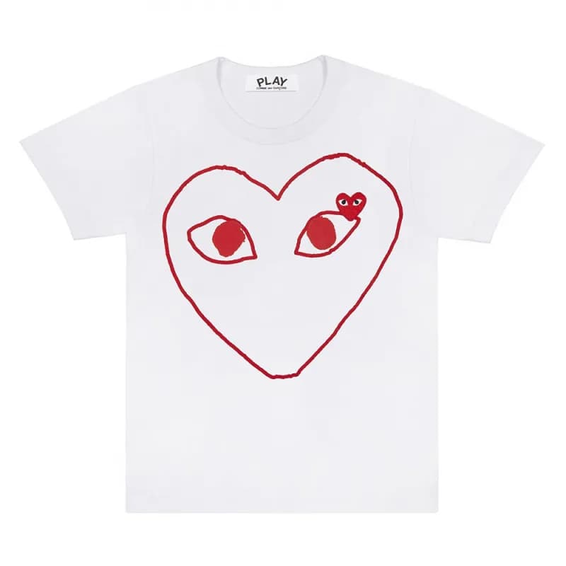 Comme des Garçons Heart Logo T-Shirt Red Heart Eyes