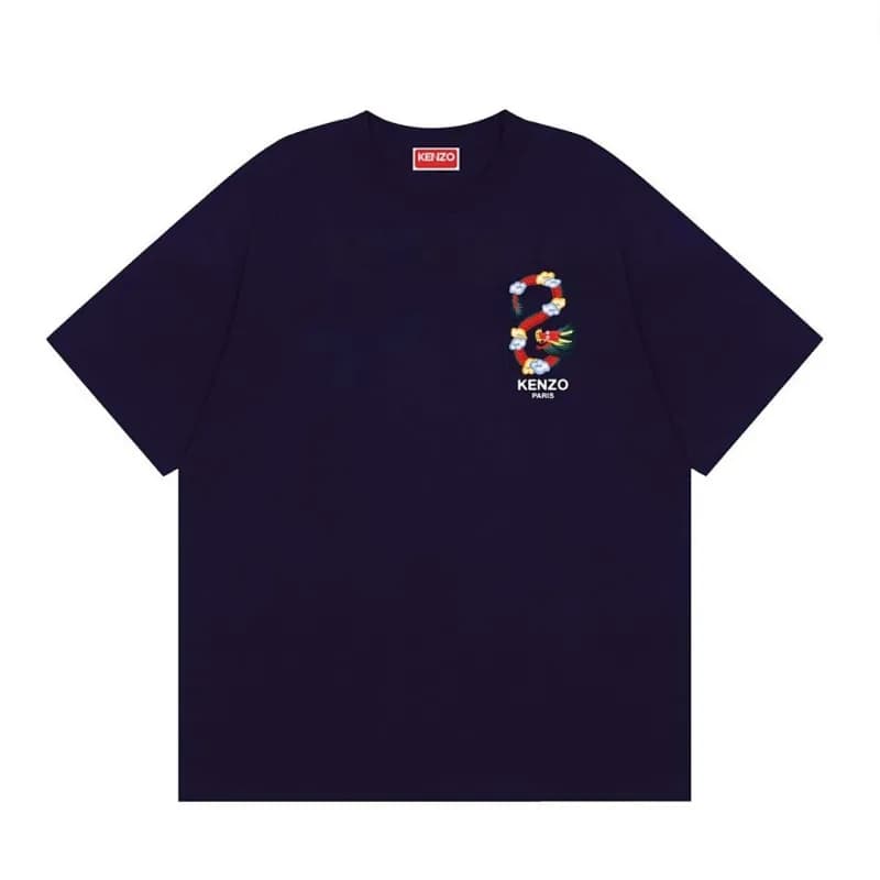 Kenzo Graphic T-Shirt Scribble Flower — K91藏蓝色