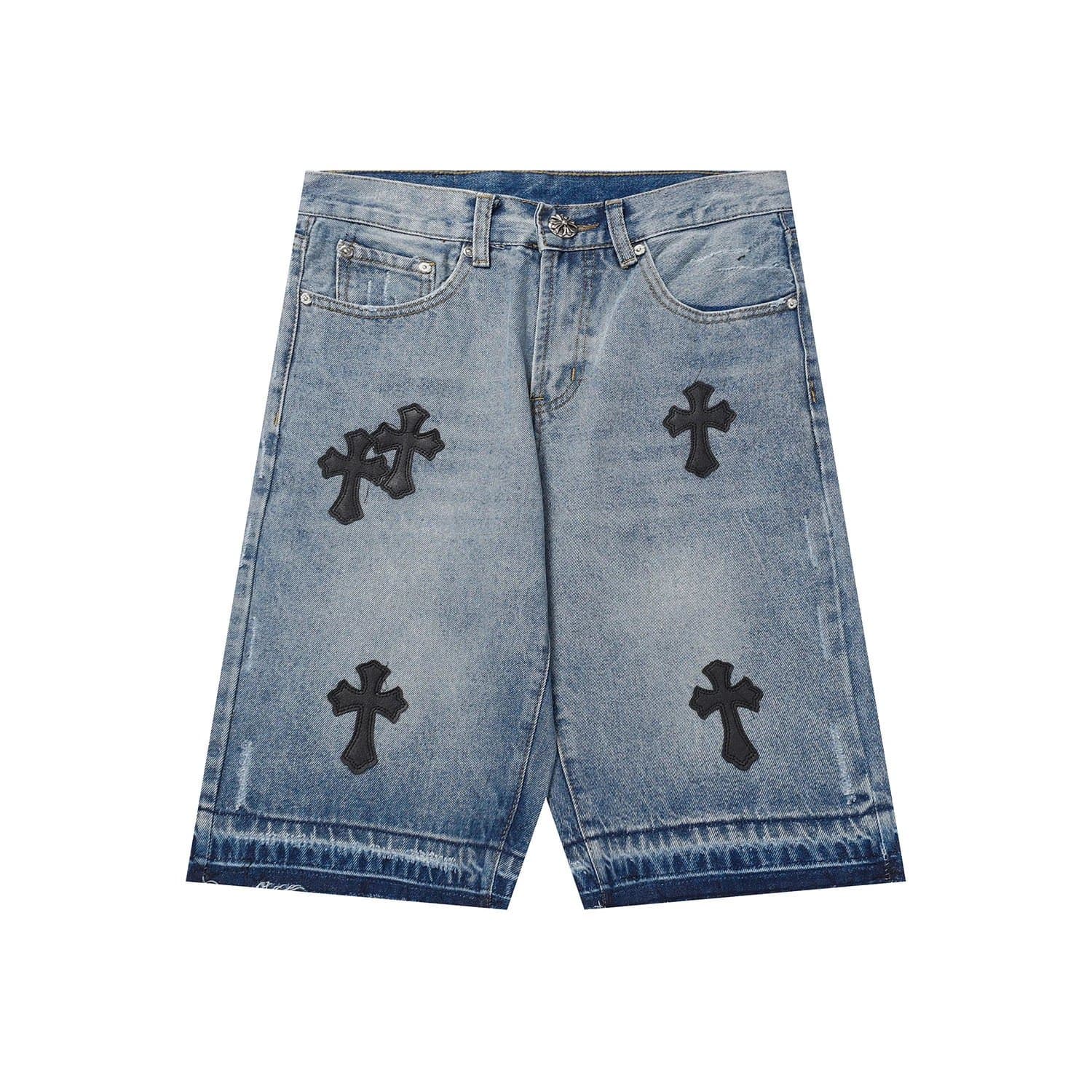 Chrome Hearts Logo-Print Shorts White Script — 洗水蓝OF9920