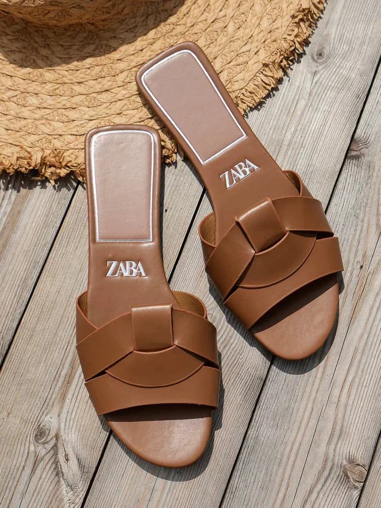 Flat Slide Sandal Woven Strap