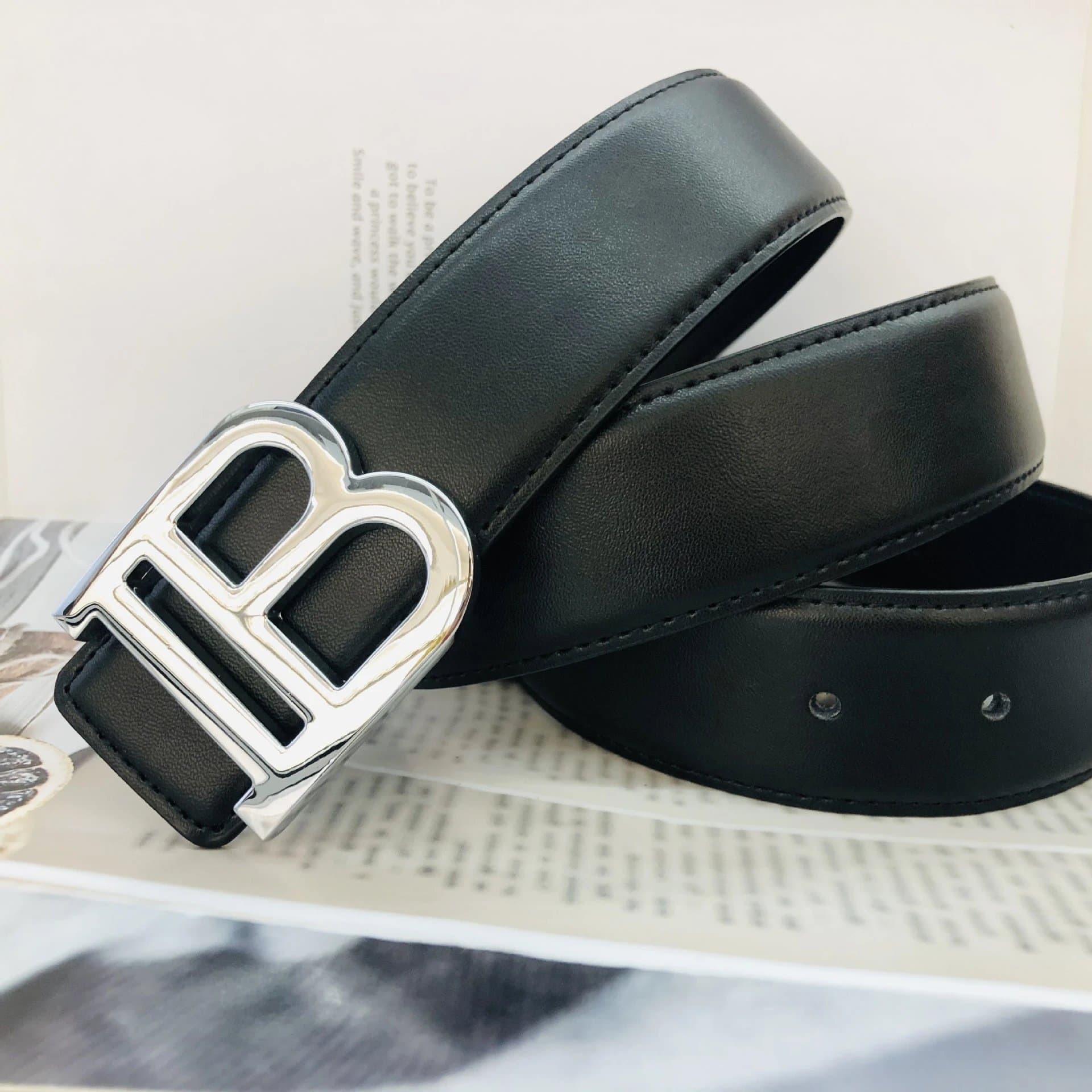 Balenciaga BB Belt Silver Logo Buckle