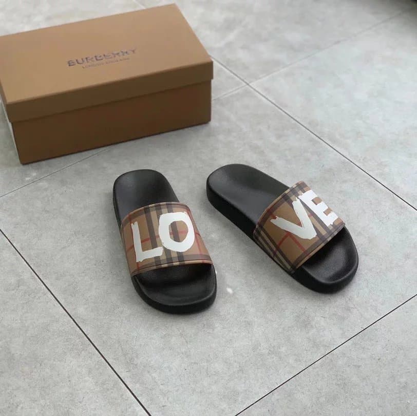 Burberry Logo Slide Sandal Check Print