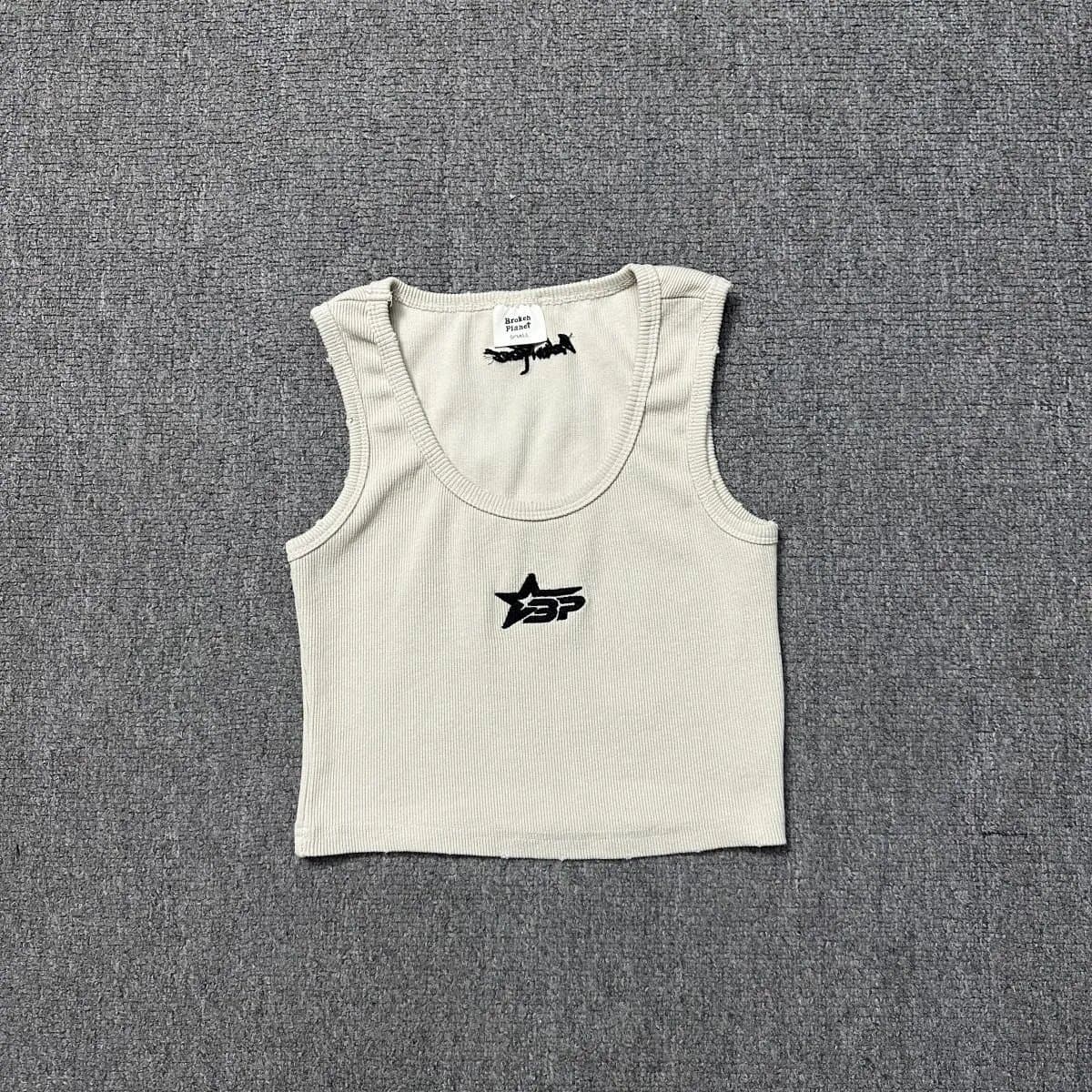 Gucci Ribbed Tank Top Oval Logo — V115 奶杏