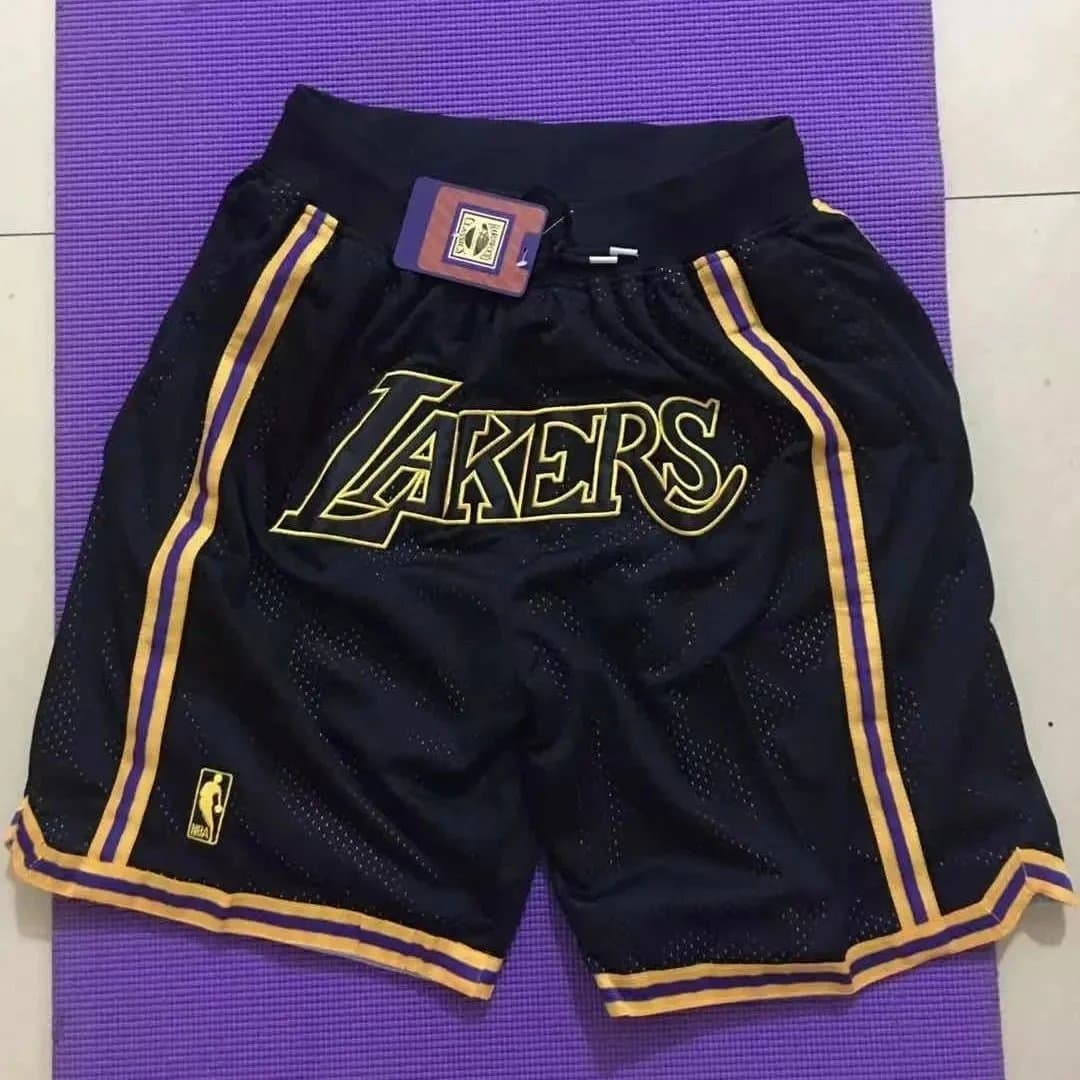 NBA Seattle SuperSonics Shorts 1995-96 Throwback — 口袋裤湖人黑色城市版密绣球裤