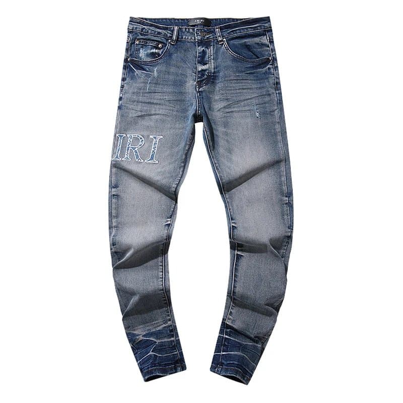 Amiri Distressed Jeans Logo Patch — AM305