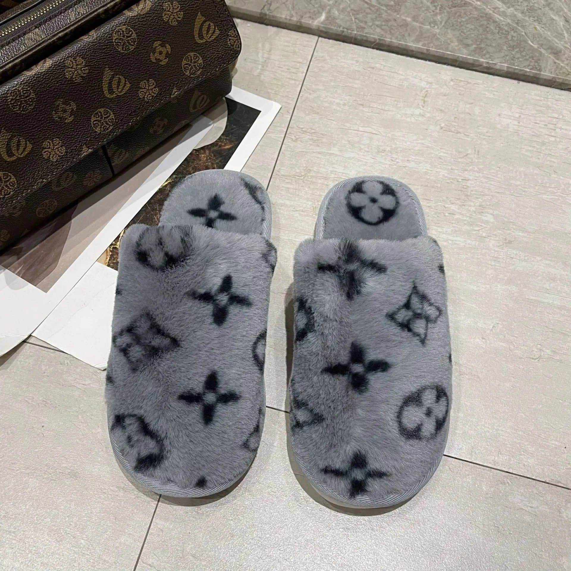 Louis Vuitton Furry Slides Monogram Print