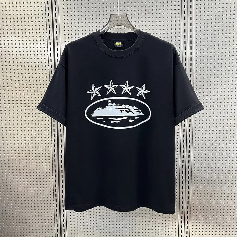 Corteiz Graphic Tee Crystal Script Logo — Y5911-黑色