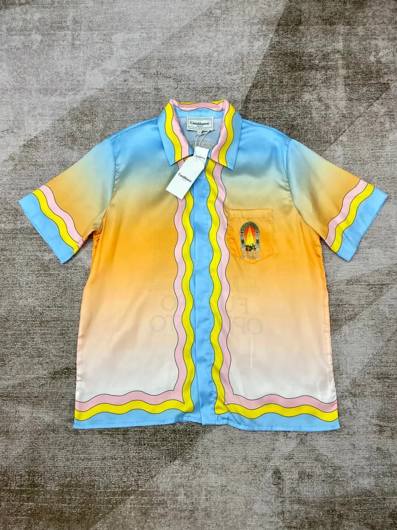 Casablanca Short-Sleeve Shirt Gradient Wave Trim