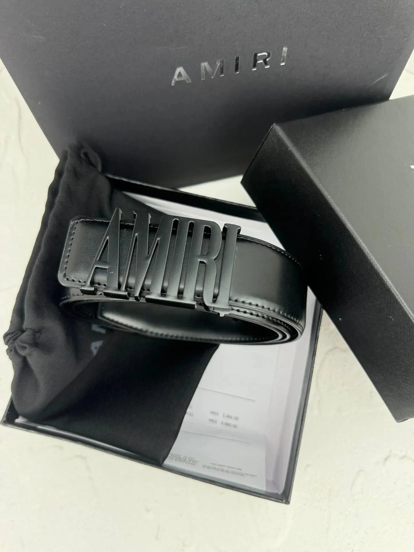 Amiri Logo Belt Matte Black