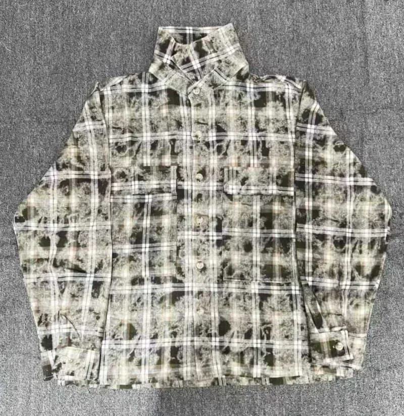 Long-Sleeve Button-Up Shirt Tie-Dye Plaid