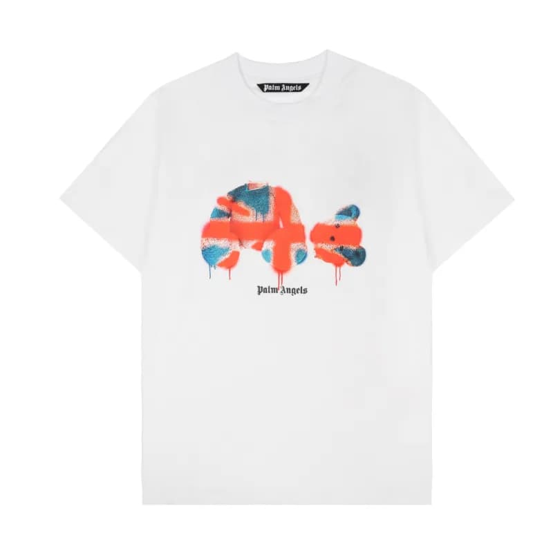 Palm Angels Graphic Tee Union Jack Bear Print