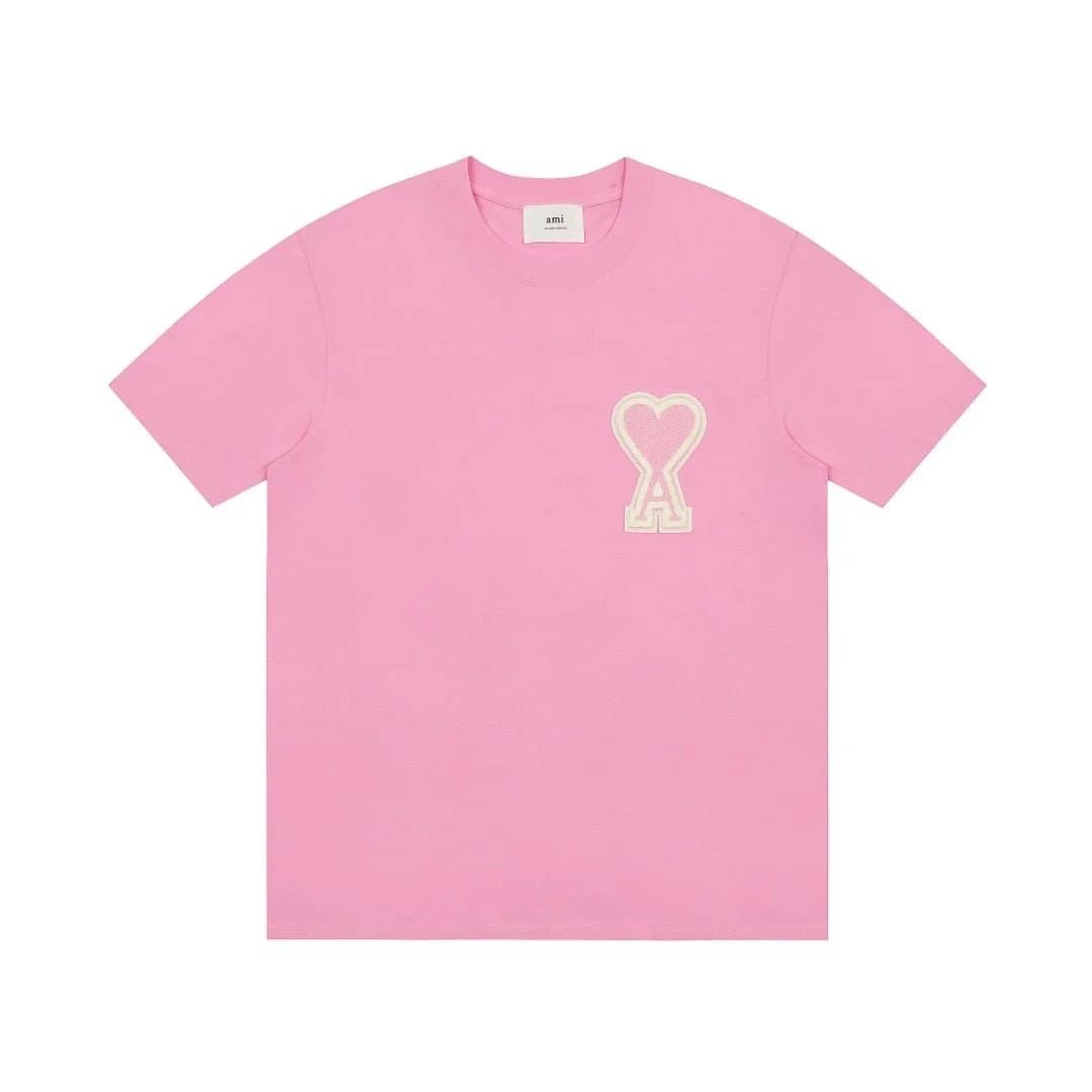 AMI Paris Logo Shorts Heart A Patch — 玫红色
