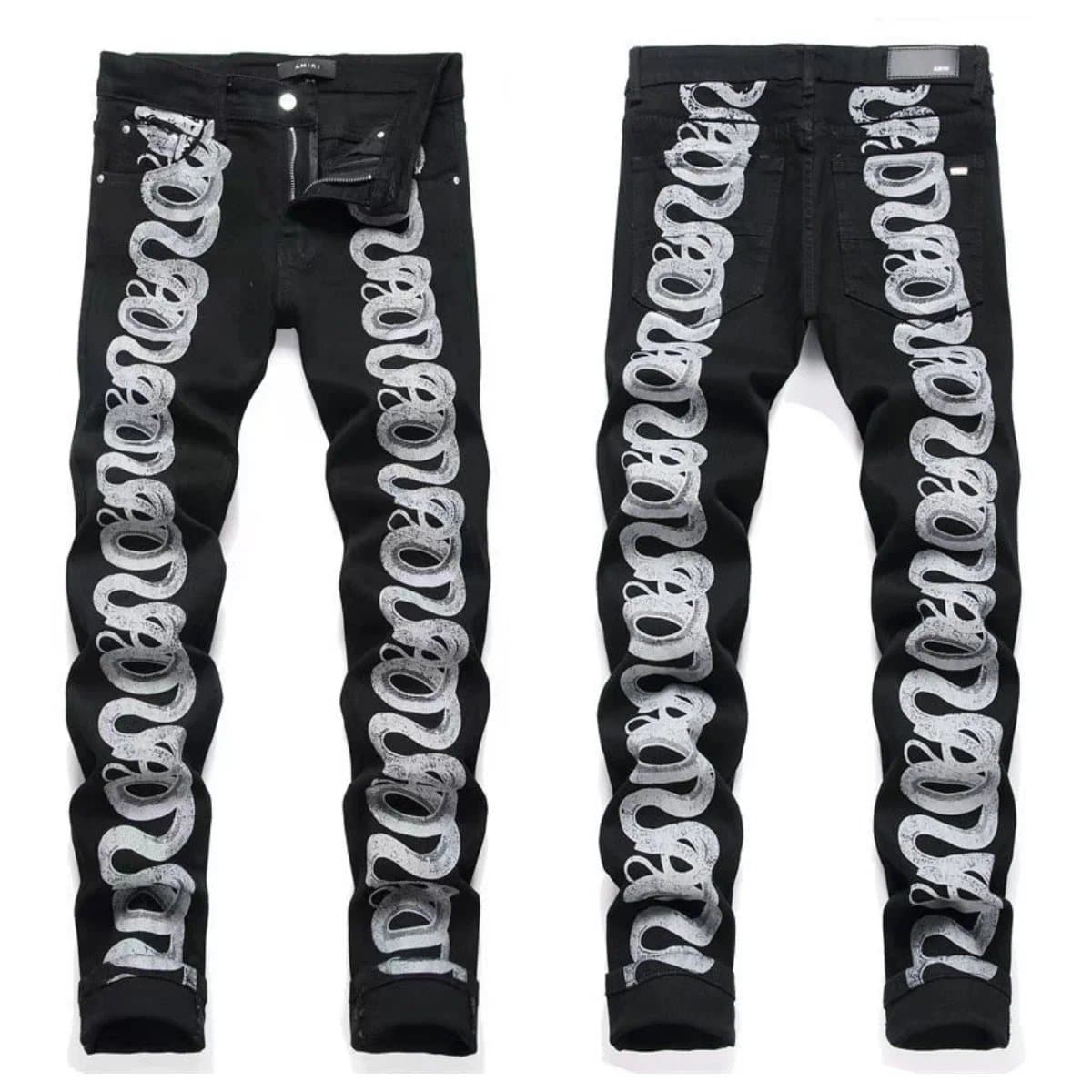 Amiri Distressed Patchwork Jeans Eagle & Logo Patch — 3