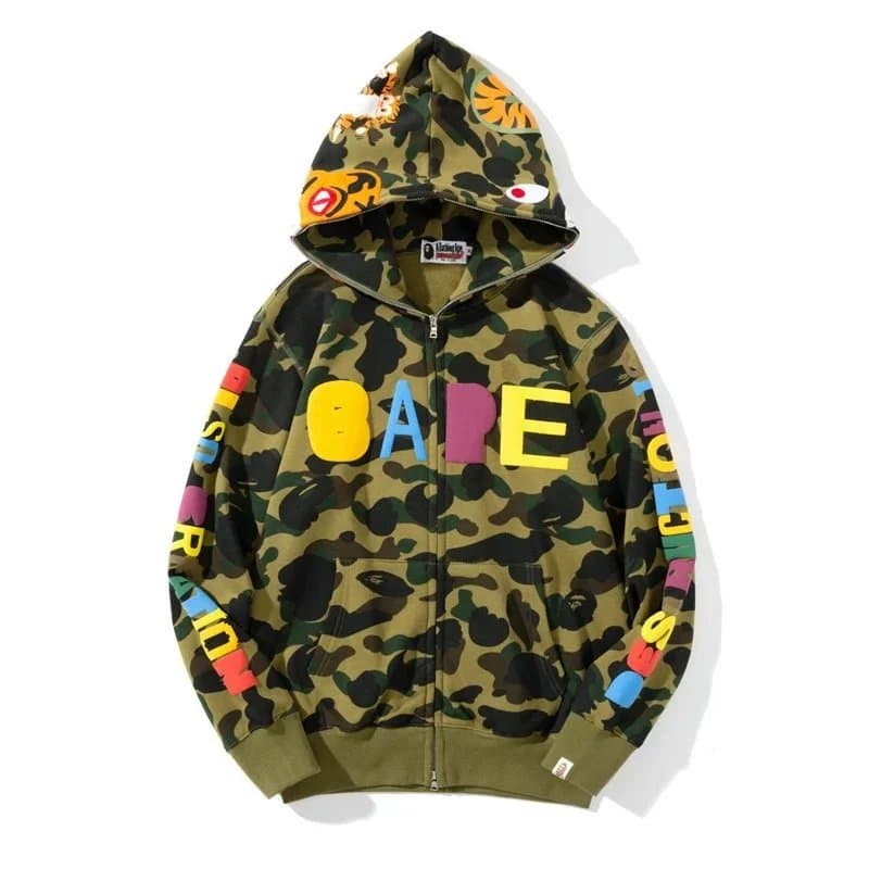BAPE Full-Zip Hoodie Multi-Color Camo Panel — 32