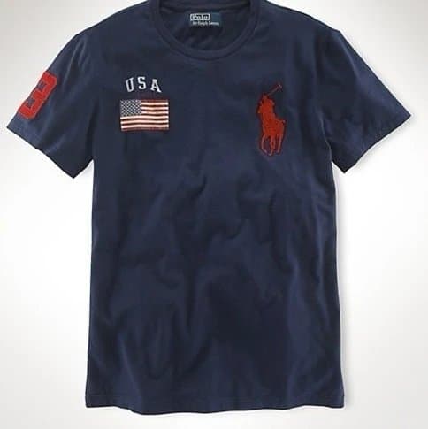 Polo Ralph Lauren Polo Tee USA Flag Patch — USA-blue