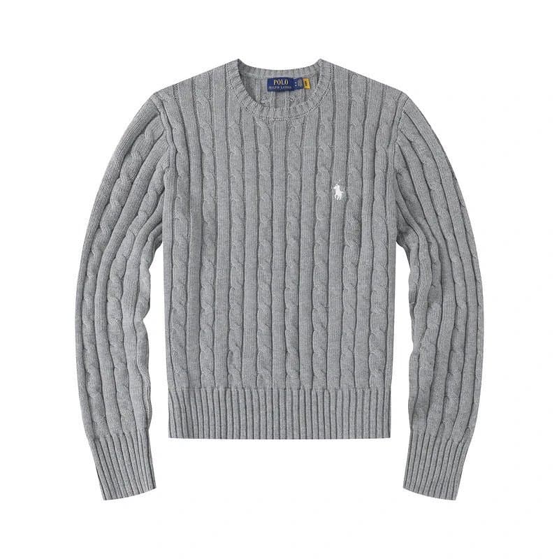 Polo Ralph Lauren Cable Knit Sweater Half-Zip — 8501女款圆领灰色