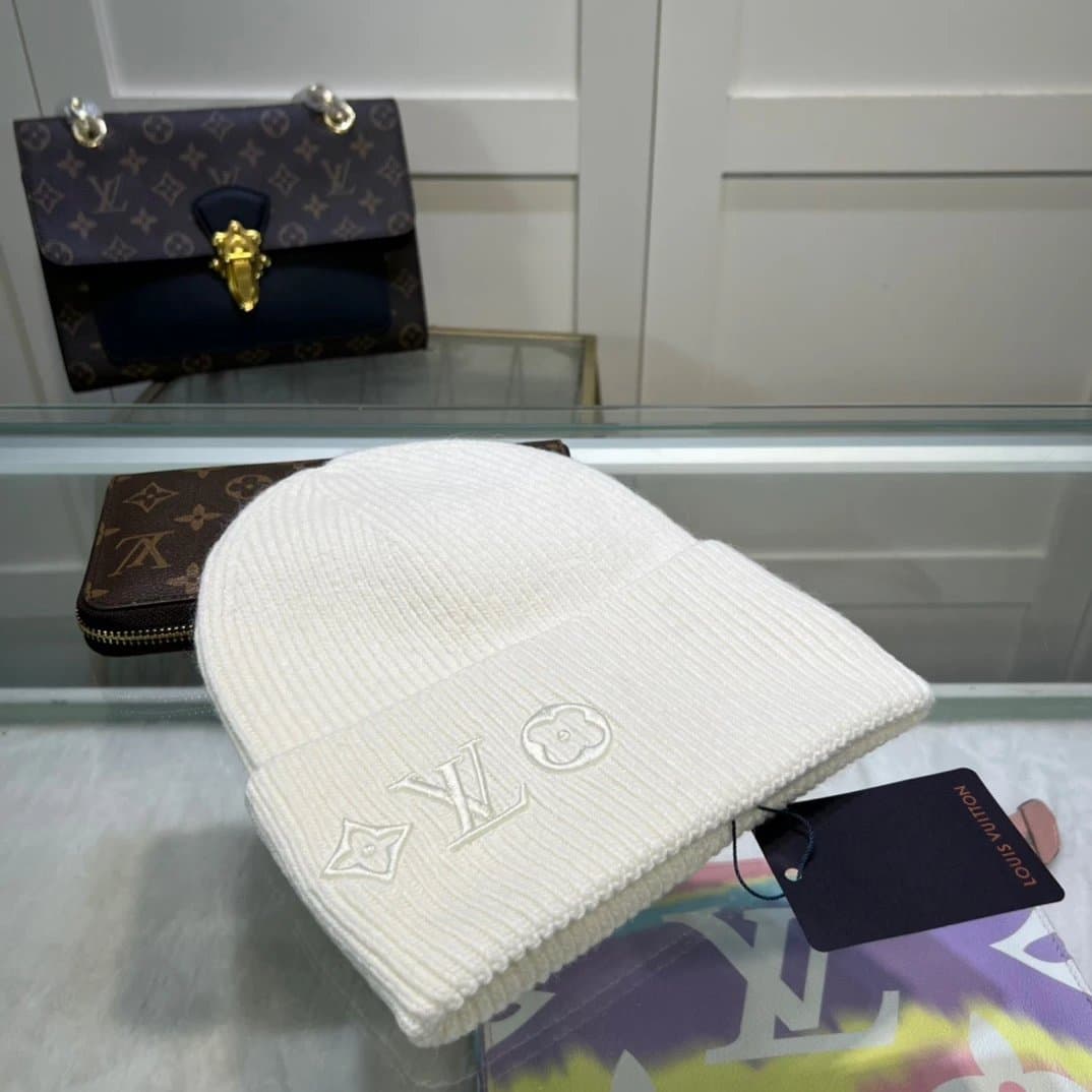 Louis Vuitton Logo Beanie Embroidered Monogram — 225# 白色