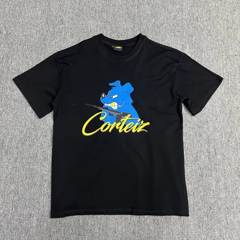 Corteiz Graphic Tee Blue Dog with Rifle