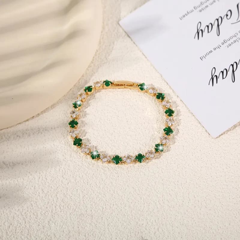 Van Cleef & Arpels Alhambra Bracelet Emerald and Diamond — 4mm｜白绿方钻