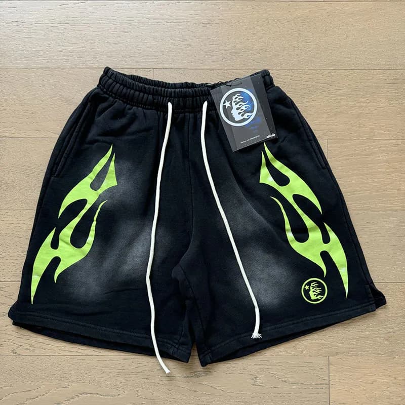 Hellstar Flame Shorts Neon Flame Print