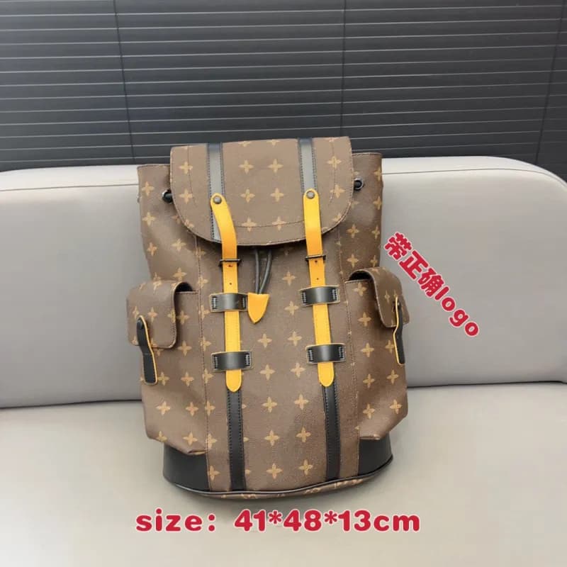 Louis Vuitton Monogram Canvas Backpack Classic LV Pattern — 老花配黄