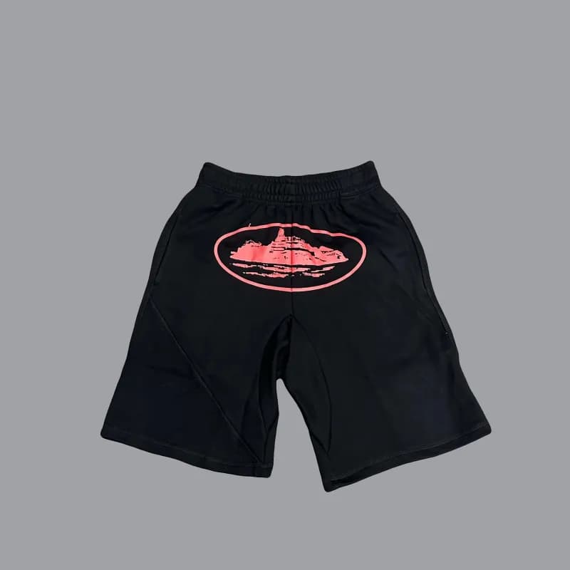 Sp5der Logo Shorts Black with Pink Graphic