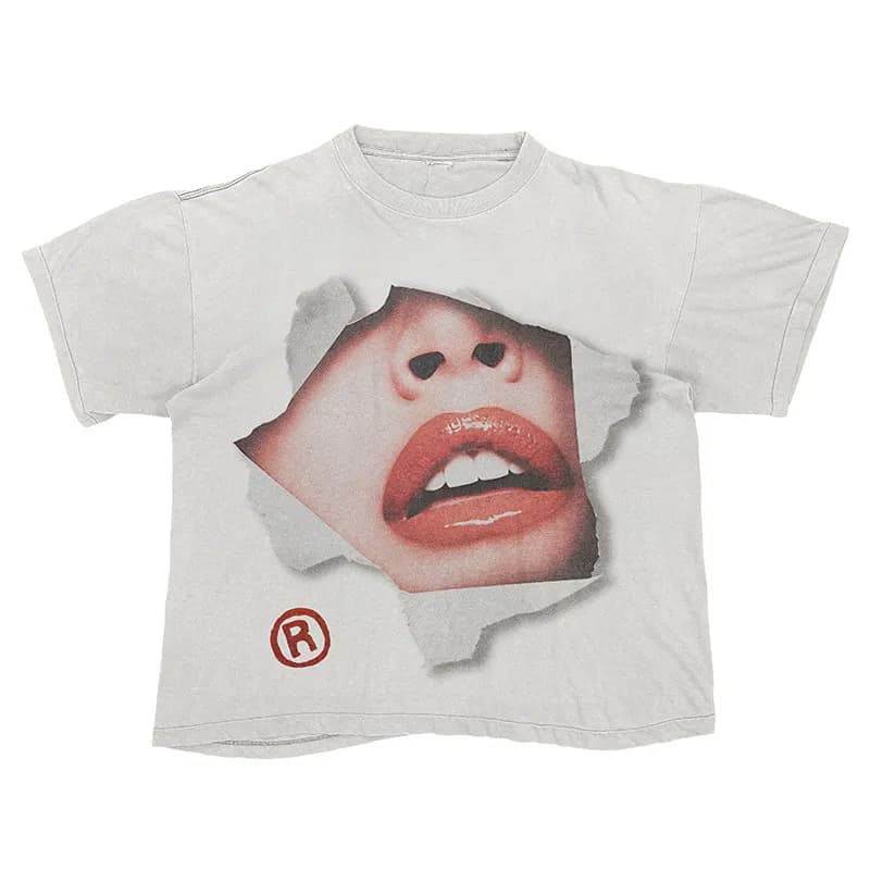 Rick Owens Graphic T-Shirt Triple Lips Print — 3