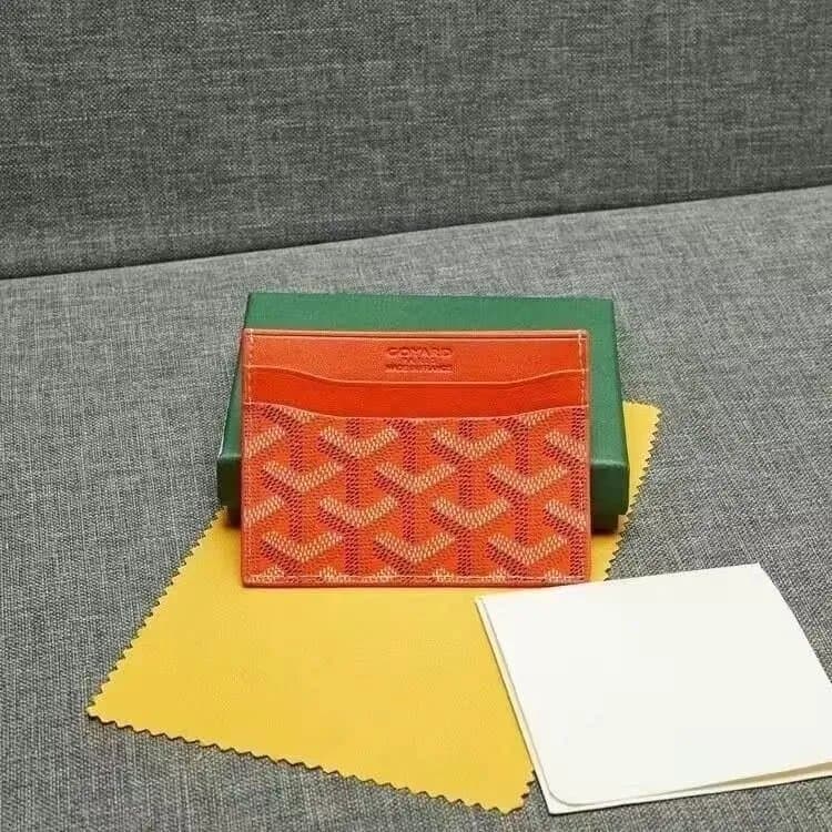 Goyard Card Holder Chevron Pattern — 橙色