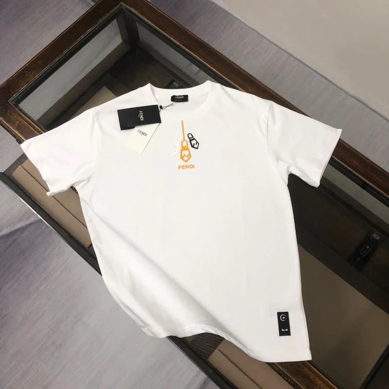 Fendi Graphic T-Shirt Orange Logo Print