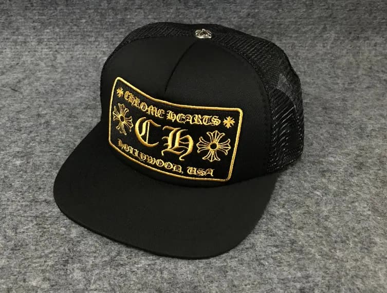Chrome Hearts Trucker Cap Gold Embroidered Logo Patch