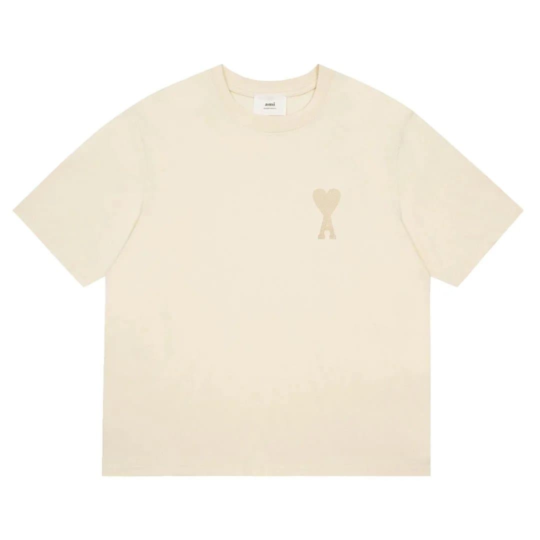 AMI Paris Heart Logo T-Shirt Beige