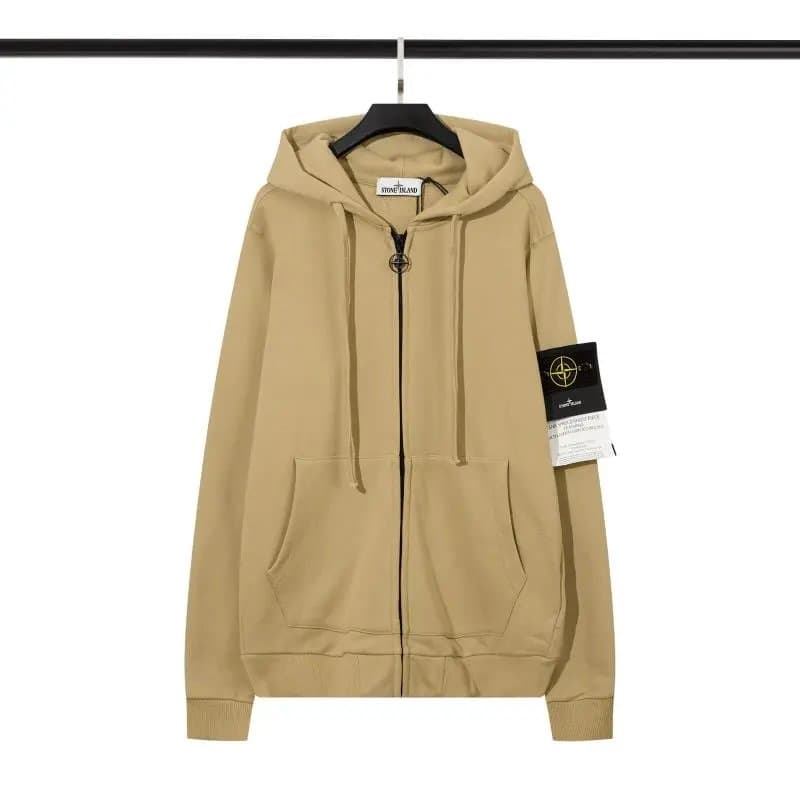 Stone Island Zip-Up Hoodie Solid Black — 8
