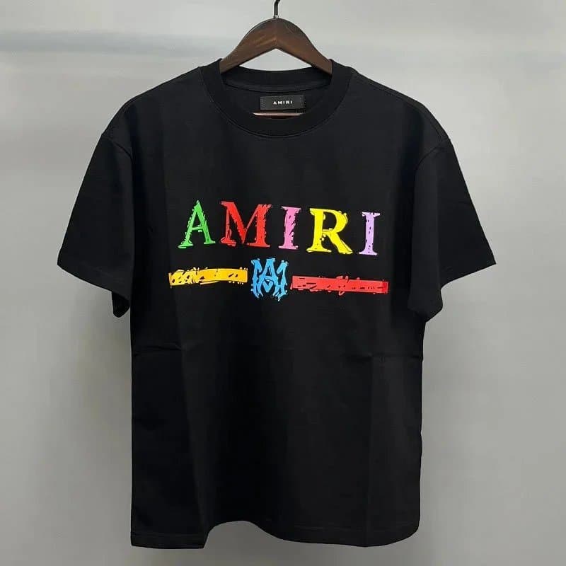 Amiri Graphic Tee Sequined Logo — 黑色彩色字母