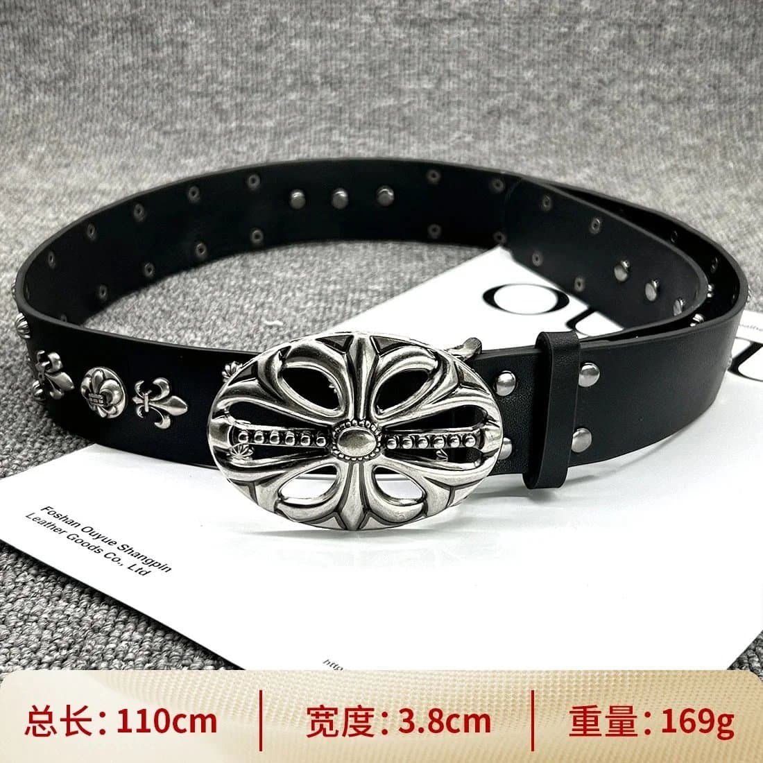Chrome Hearts Eagle Cross Belt Studded — 【镂空双排钉108cm】十字架腰带