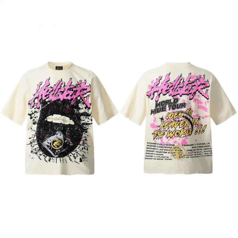 Graphic Tee Hellstar Face Print — H716杏色