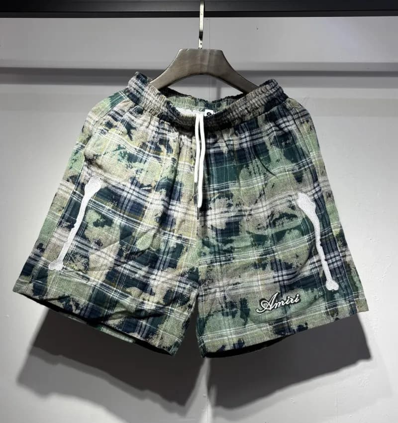 Amiri Plaid Shorts Camouflage Wash