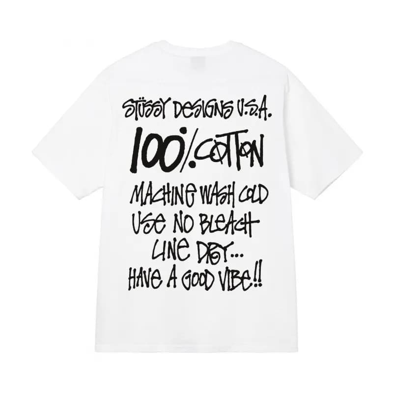 Stüssy Cotton Tee 100% Cotton Care Label Print