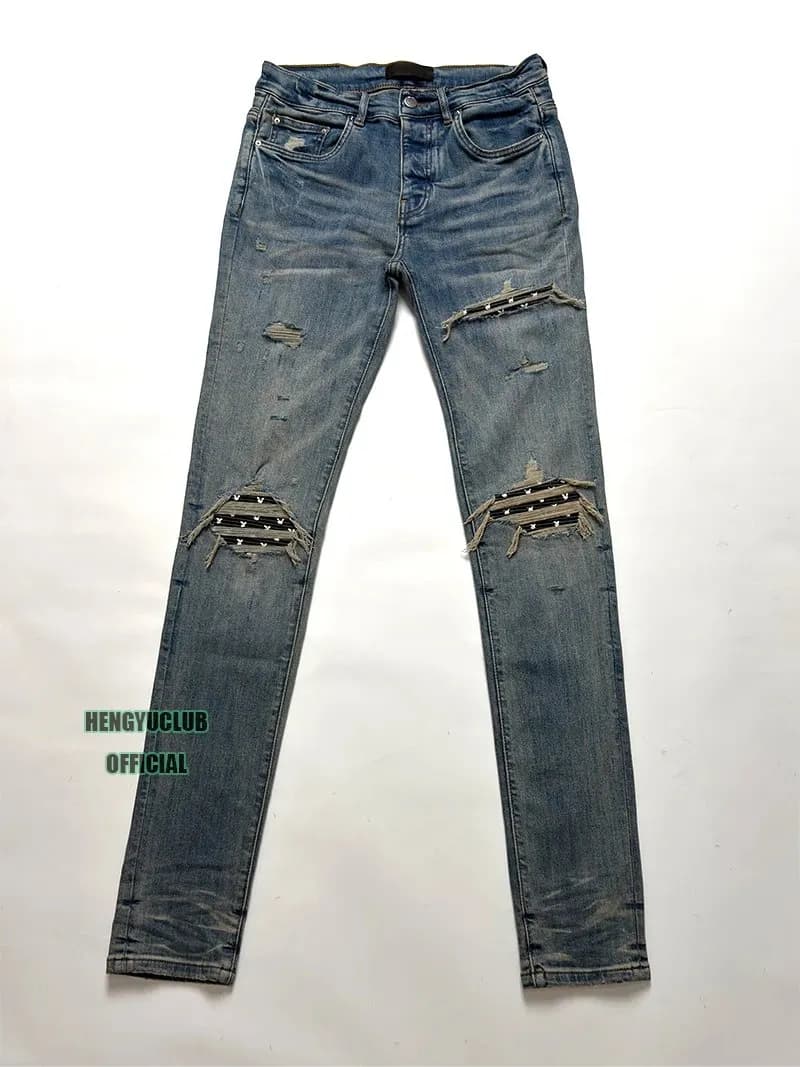 Tommy Hilfiger Distressed Slim Fit Jeans Ripped with Embroidered Patches