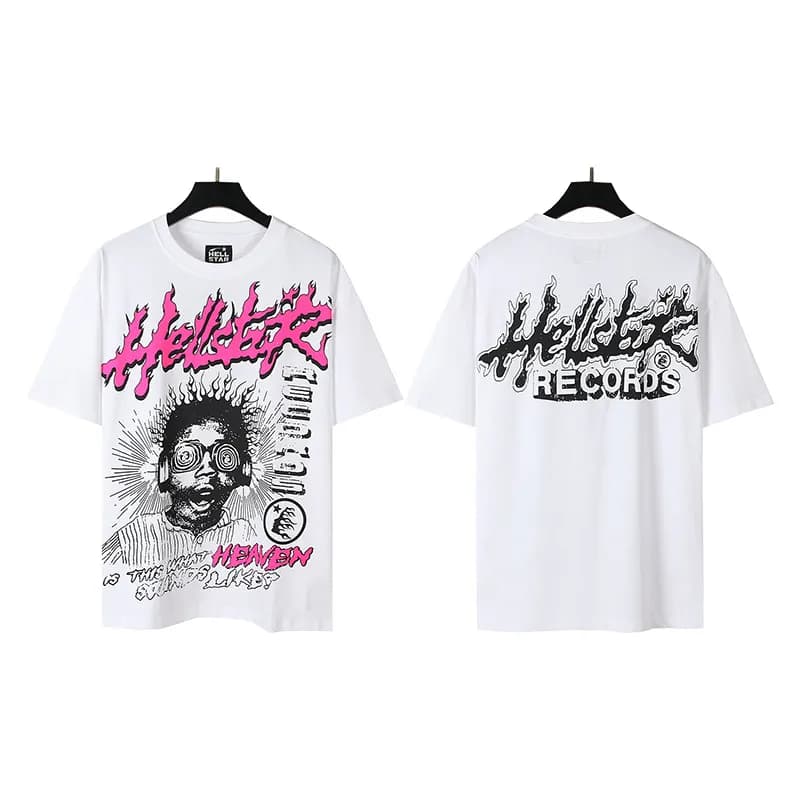 Palm Angels Graphic Tee Hellstar Records Print — 507白色